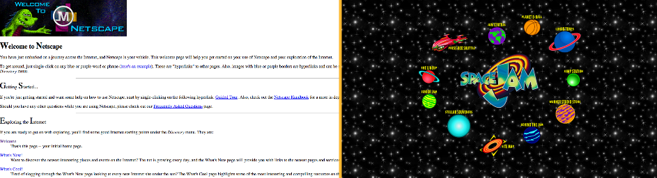 “Sites estáticos: Netscape e Space Jam”