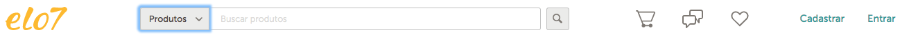 Cabeçalho do site do Elo7 com o foco do teclado no componente de busca